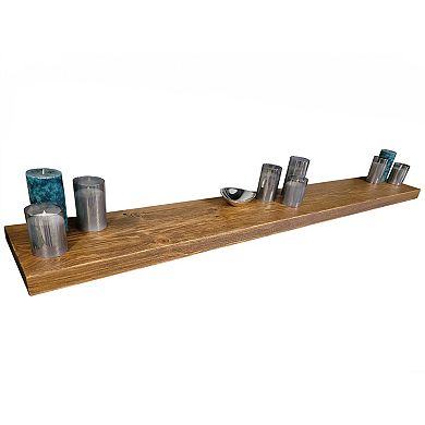 Joel's Antiques Floating Wall Shelf, Solid Pine, Classic, Easy Install, Sturdy, 2"x12"x72" Mocha