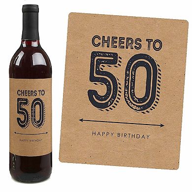 Big Dot Of Happiness 50th Milestone Birthday Gift For Men - Wine Bottle Label Stickers - 4 Ct