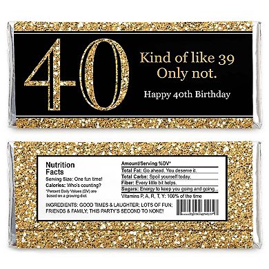 Big Dot Of Happiness Adult 40th Birthday Gold Candy Bar Wrappers Birthday Party Favors 24 Ct