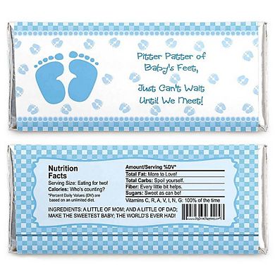Big Dot Of Happiness Baby Feet Blue - Candy Bar Wrappers Baby Shower Favors - Set Of 24