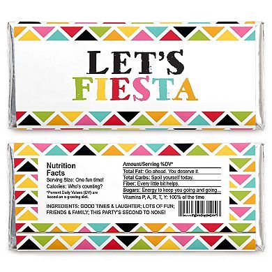 Big Dot Of Happiness Let's Fiesta - Candy Bar Wrapper Mexican Fiesta Party Favors - Set Of 24