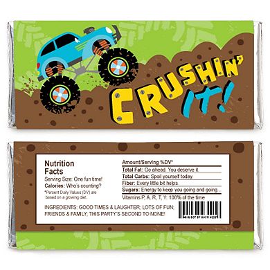 Big Dot Of Happiness Smash & Crash Monster Truck Candy Bar Wrapper Birthday Party Favor 24 Ct