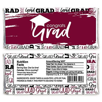 Big Dot Of Happiness Maroon Grad Best Is Yet To Come Candy Bar Wrapper  Party Favor 24 Ct