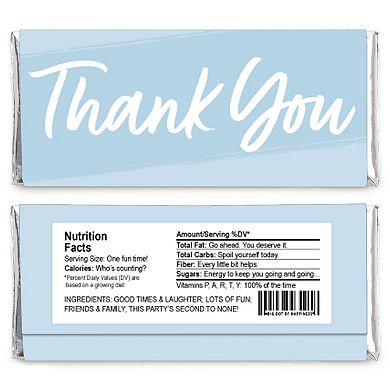 Big Dot Of Happiness Dusty Blue Elegantly Simple - Candy Bar Wrapper Guest Party Favors 24 Ct