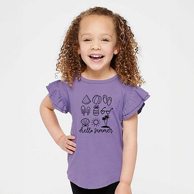 Hello Summer Chart Toddler Flutter Sleeve Graphic Tee