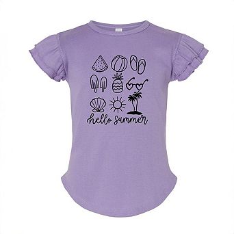 Hello Summer Chart Toddler Flutter Sleeve Graphic Tee
