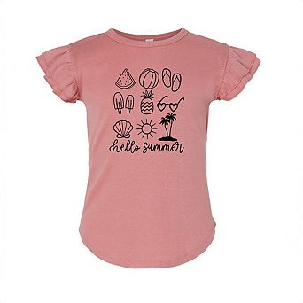 Hello Summer Chart Toddler Flutter Sleeve Graphic Tee