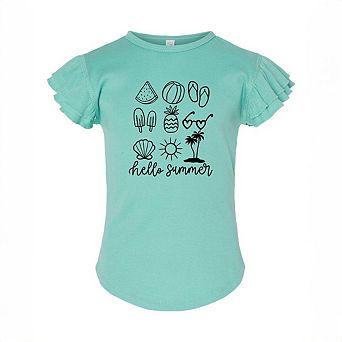 Hello Summer Chart Toddler Flutter Sleeve Graphic Tee