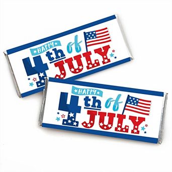 Big Dot Of Happiness Firecracker 4th Of July - Candy Bar Wrapper Party Favors - 24 ct
