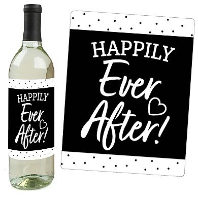 Big Dot Of Happiness Mr. & Mrs. - Black & White Decor - Wine Bottle Label Stickers - 4 Ct