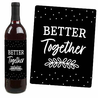 Big Dot Of Happiness Mr. & Mrs. - Black & White Decor - Wine Bottle Label Stickers - 4 Ct