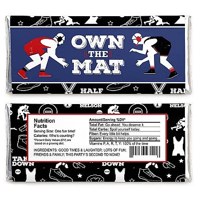 Big Dot Of Happiness Own The Mat - Wrestling - Candy Bar Wrapper Party Favors - 24 Ct