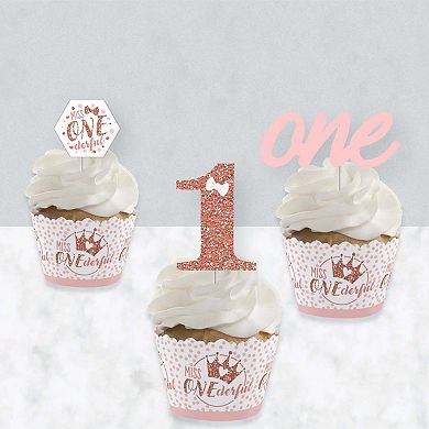 Big Dot Of Happiness 1st Birthday Little Miss Onederful Cupcake Wrappers & Treat Picks 24 Ct