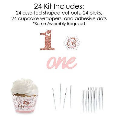 Big Dot Of Happiness 1st Birthday Little Miss Onederful Cupcake Wrappers & Treat Picks 24 Ct