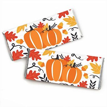 Big Dot Of Happiness Fall Pumpkin Candy Bar Wrapper Halloween Thanksgiving Party Favors 24 ct