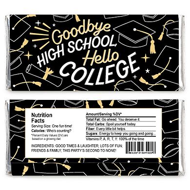 Big Dot Of Happiness Goodbye High School, Hello College - Candy Bar Wrapper Grad Favors 24 Ct