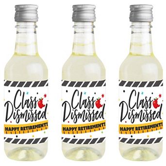 Big Dot Of Happiness Teacher Retirement - Mini Wine Bottle Label Stickers Party Favor - 16 ct