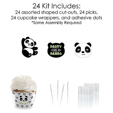 Big Dot Of Happiness Party Like A Panda Bear Decor Cupcake Wrappers & Treat Picks Kit 24 Ct