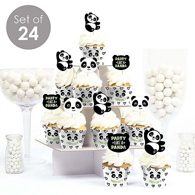 Big Dot Of Happiness Party Like A Panda Bear Decor Cupcake Wrappers & Treat Picks Kit 24 Ct