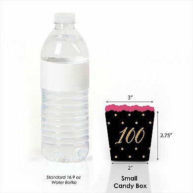 Big Dot Of Happiness Chic 100th Birthday Pink Black Gold Favor Party Treat Candy Boxes 12 Ct