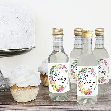Big Dot Of Happiness Wildflowers Baby Mini Wine And Champagne Bottle Label Stickers 16 Ct