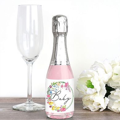 Big Dot Of Happiness Wildflowers Baby Mini Wine And Champagne Bottle Label Stickers 16 Ct