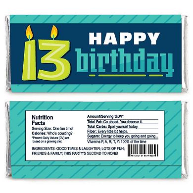 Big Dot Of Happiness Boy 13th Birthday Candy Bar Wrapper Teenager Birthday Party Favors 24 Ct