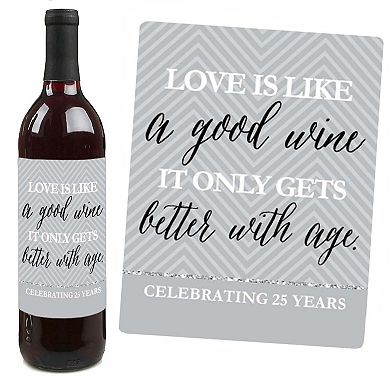 Big Dot Of Happiness We Still Do - 25th Wedding Anniversary Wine Bottle Label Stickers 4 Ct
