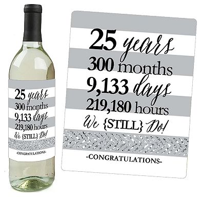Big Dot Of Happiness We Still Do - 25th Wedding Anniversary Wine Bottle Label Stickers 4 Ct