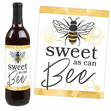 Big Dot Of Happiness Little Bumblebee Baby Shower & Birthday Wine Bottle Label Stickers 4 Ct