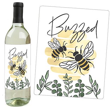 Big Dot Of Happiness Little Bumblebee Baby Shower & Birthday Wine Bottle Label Stickers 4 Ct