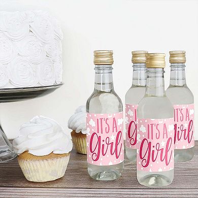 Big Dot Of Happiness It's A Girl Mini Wine Bottle Label Stickers Pink Baby Shower Favor 16 Ct
