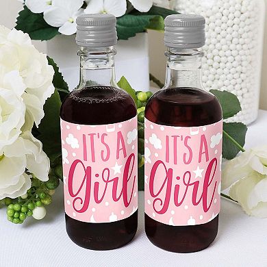 Big Dot Of Happiness It's A Girl Mini Wine Bottle Label Stickers Pink Baby Shower Favor 16 Ct