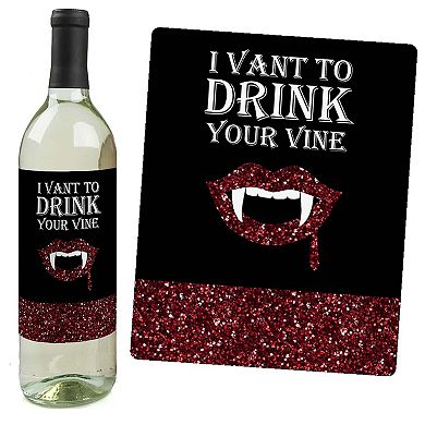 Big Dot Of Happiness Spooktacular - Halloween Party Decor - Wine Bottle Label Stickers - 4 Ct