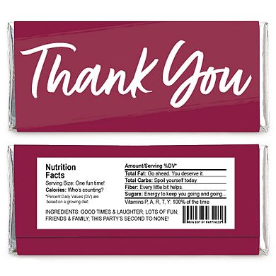 Big Dot Of Happiness Burgundy Elegantly Simple - Candy Bar Wrapper Guest Party Favors - 24 Ct