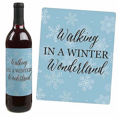 Big Dot Of Happiness Winter Wonderland - Holiday Party Decor Wine Bottle Label Stickers 4 Ct