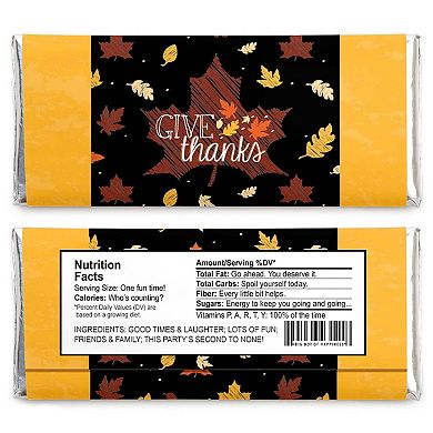 Big Dot Of Happiness Give Thanks - Candy Bar Wrapper Thanksgiving Party Favors - Set Of 24