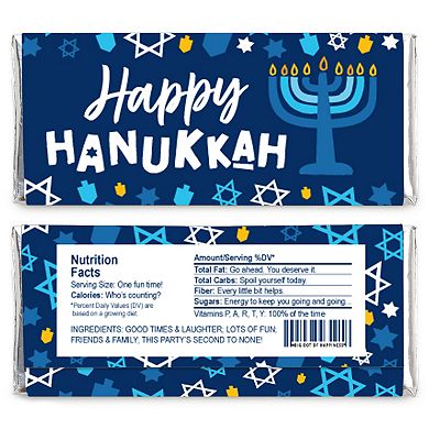 Big Dot Of Happiness Hanukkah Menorah - Candy Bar Wrapper Holiday Party Favors - Set Of 24