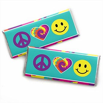 Big Dot Of Happiness 60's Hippie - Candy Bar Wrapper 1960s Groovy Party Favors - Set Of 24