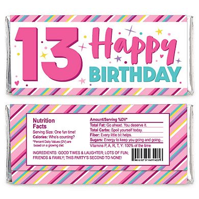 Big Dot Of Happiness Girl 13th Birthday - Candy Bar Wrapper Teenager Party Favors 24 Ct