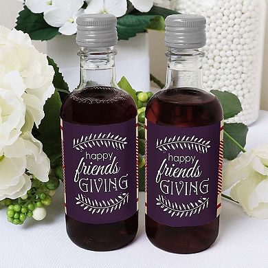Big Dot Of Happiness Friends Thanksgiving Feast - Mini Wine Bottle Stickers Party Favor 16 Ct
