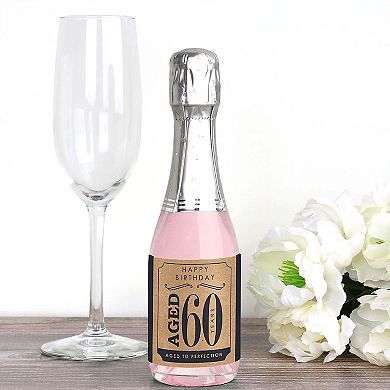 Big Dot Of Happiness 60th Milestone Birthday Mini Wine Bottle Label Sticker Party Favor 16 Ct