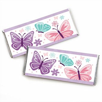 Big Dot Of Happiness Beautiful Butterfly Candy Bar Wrapper Baby Shower Birthday Favors 24 ct