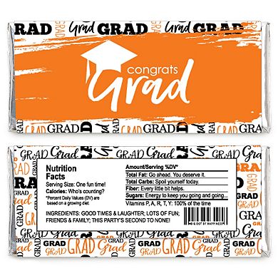 Big Dot Of Happiness Orange Grad Best Is Yet To Come Candy Bar Wrapper  Party Favor 24 Ct