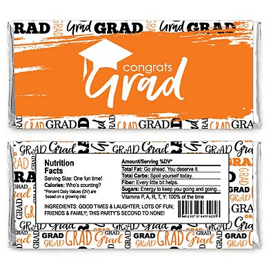 Big Dot Of Happiness Orange Grad Best Is Yet To Come Candy Bar Wrapper Party Favor 24 Ct