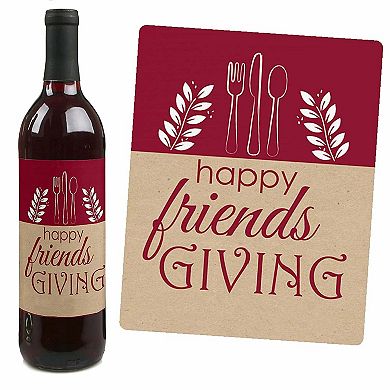 Big Dot Of Happiness Friends Thanksgiving Feast Party Decor Wine Bottle Label Stickers 4 Ct