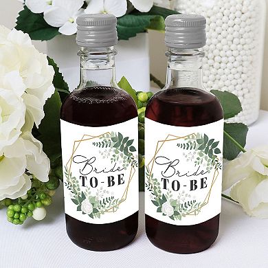 Big Dot Of Happiness Boho Botanical Bride - Mini Wine Label Stickers Party Favor - 16 Ct