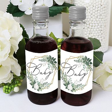 Big Dot Of Happiness Boho Botanical Baby - Mini Wine Label Stickers Baby Shower Favor - 16 Ct