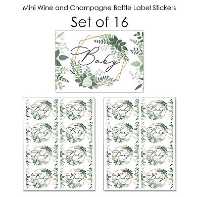 Big Dot Of Happiness Boho Botanical Baby - Mini Wine Label Stickers Baby Shower Favor - 16 Ct