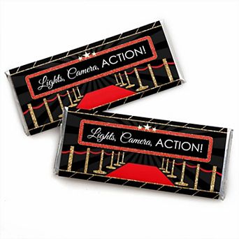 Big Dot Of Happiness Red Carpet Hollywood - Candy Bar Wrapper Movie Night Party Favors 24 ct
